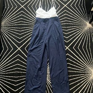 Forever 21 Navy and White Jumpsuit Medium